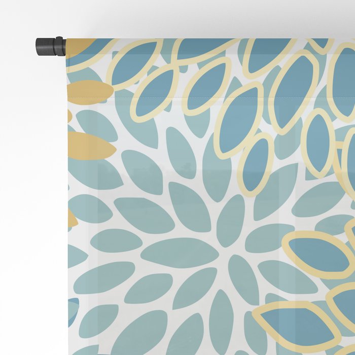 Modern Floral Prints, Teal and Yellow Window Curtain Gallery Image 2