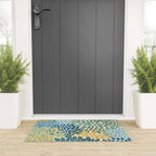 Modern Floral Prints, Teal and Yellow Welcome Mat Gallery Image 3