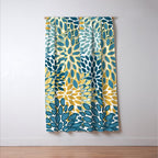 Modern Floral Prints, Teal and Yellow Window Curtain Gallery Image 3