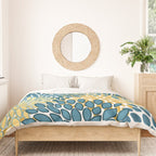 Modern Floral Prints, Teal and Yellow Duvet Cover Gallery Image 3