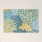 Modern Floral Prints, Teal and Yellow Welcome Mat Gallery Image 1