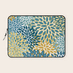 Modern Floral Prints, Teal and Yellow Laptop Sleeve Gallery Image 1