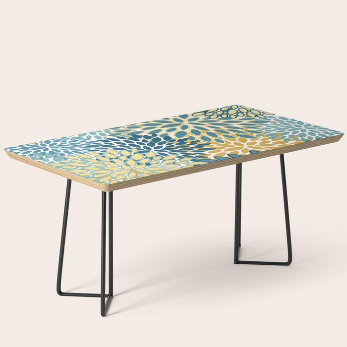 Modern Floral Prints, Teal and Yellow Coffee Table Gallery Image 1