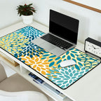 Modern Floral Prints, Teal and Yellow Desk Mat Gallery Image 2