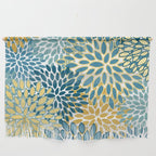 Modern Floral Prints, Teal and Yellow Wall Hanging Gallery Image 1