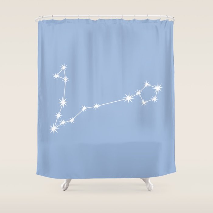 Pisces Zodiac Star Constellation Line Art Sky Blue Shower Curtain Gallery Image 1