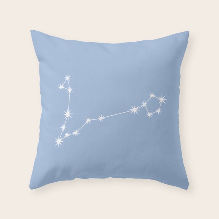 Pisces Zodiac Star Constellation Line Art Sky Blue Throw Pillow Gallery Image 1