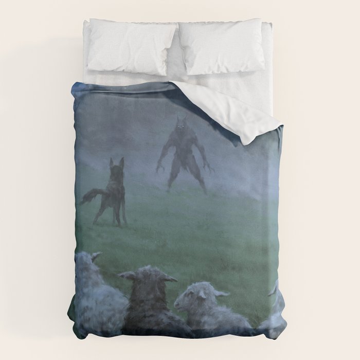Shepherd and his faithful dog Duvet Cover Gallery Image 6