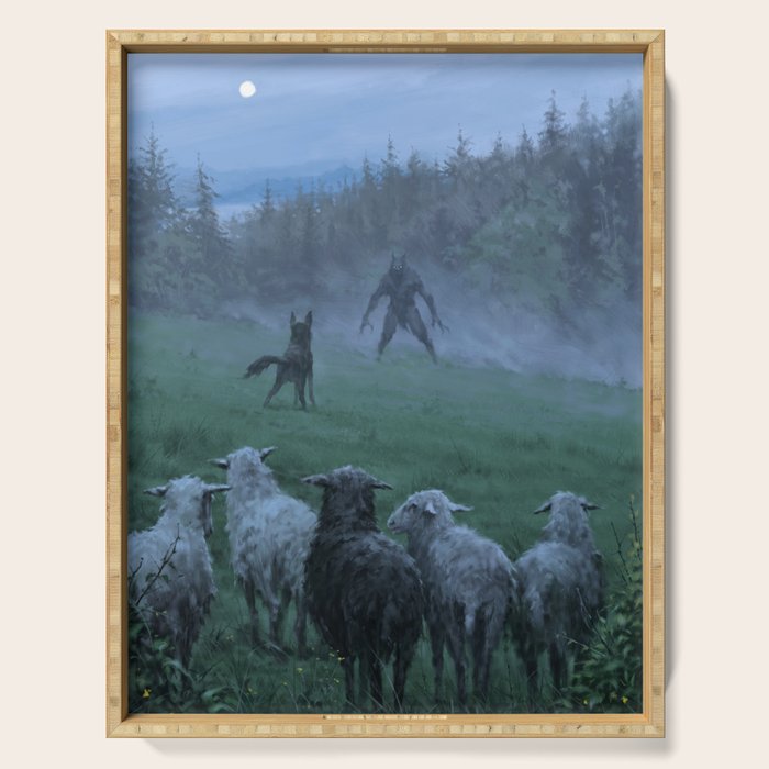 Shepherd and his faithful dog Serving Tray Gallery Image 1