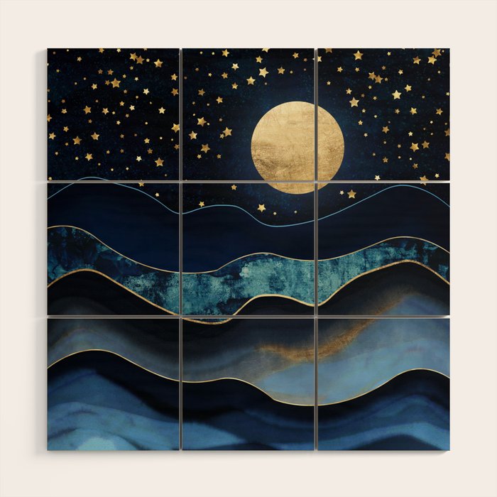 Golden Moon Wood Wall Art Gallery Image 1