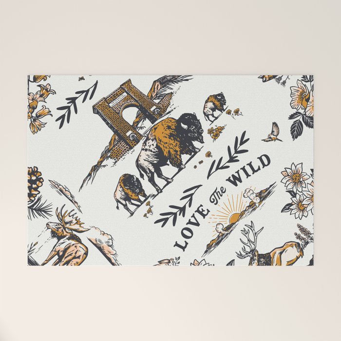 Vintage Yellowstone Pattern  Welcome Mat Gallery Image 1