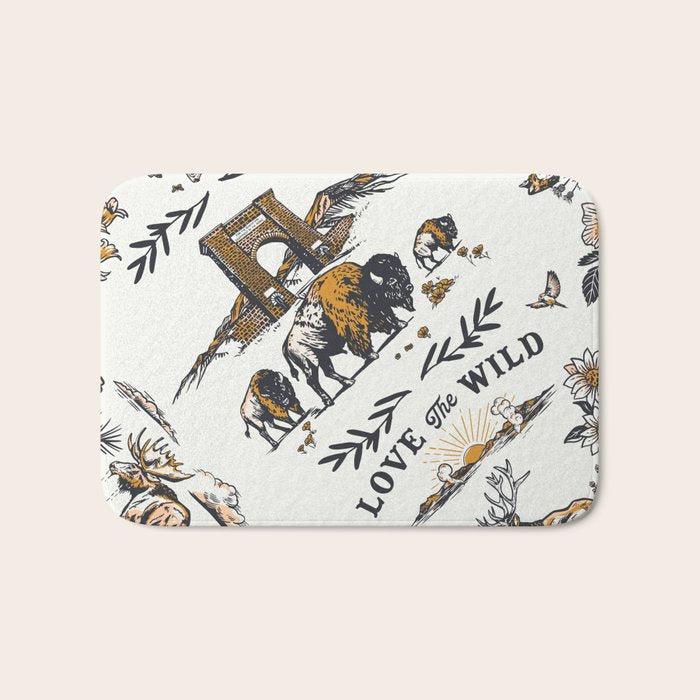 Vintage Yellowstone Pattern  Bath Mat Gallery Image 1