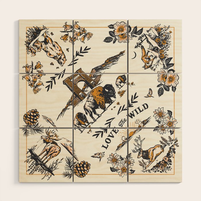 Vintage Yellowstone Pattern  Wood Wall Art Gallery Image 1
