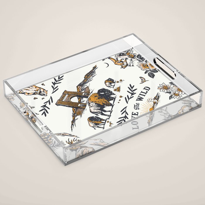 Vintage Yellowstone Pattern  Acrylic Tray Gallery Image 1