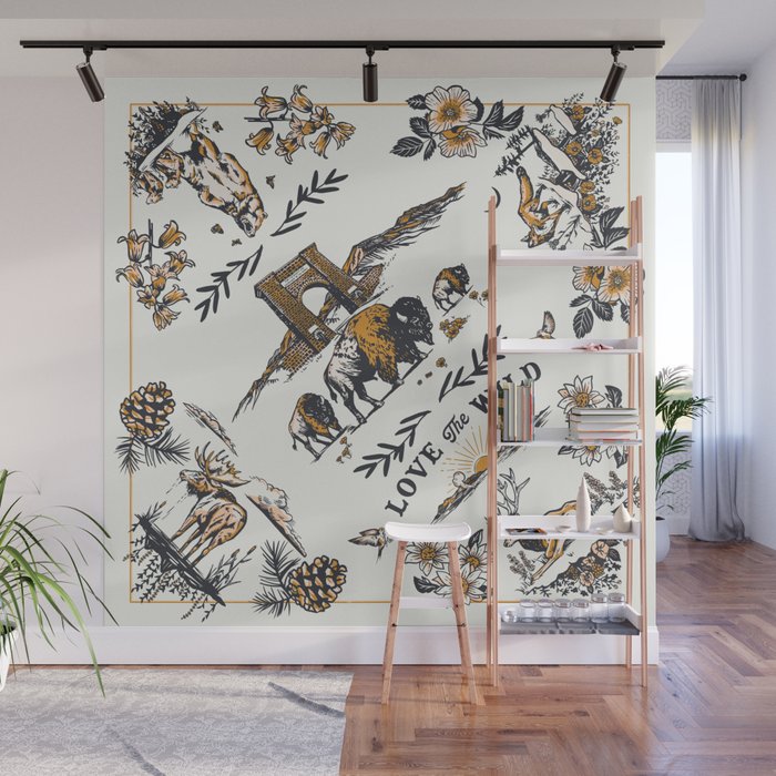 Vintage Yellowstone Pattern  Wall Mural Gallery Image 1