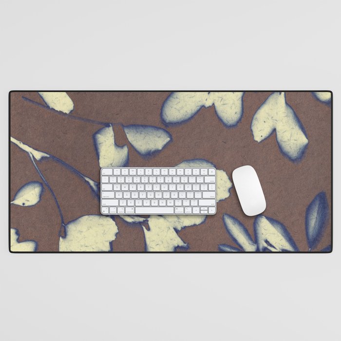 Botanical Whispers / Brown & Blue Desk Mat Gallery Image 1