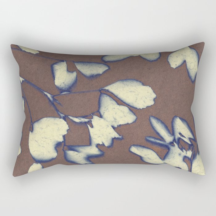 Botanical Whispers / Brown & Blue Rectangular Pillow Gallery Image 2