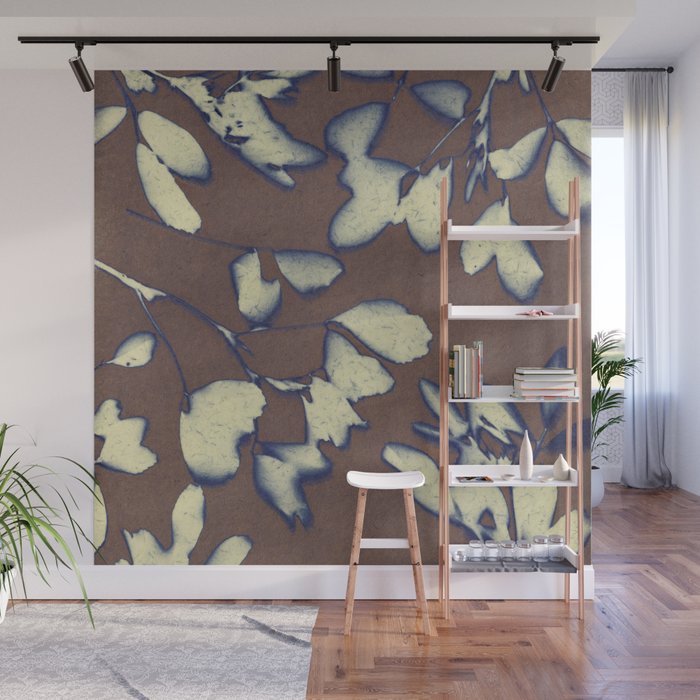 Botanical Whispers / Brown & Blue Wall Mural Gallery Image 1
