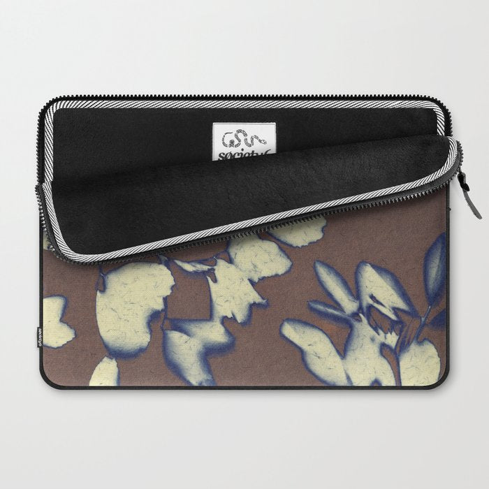 Botanical Whispers / Brown & Blue Laptop Sleeve Gallery Image 2
