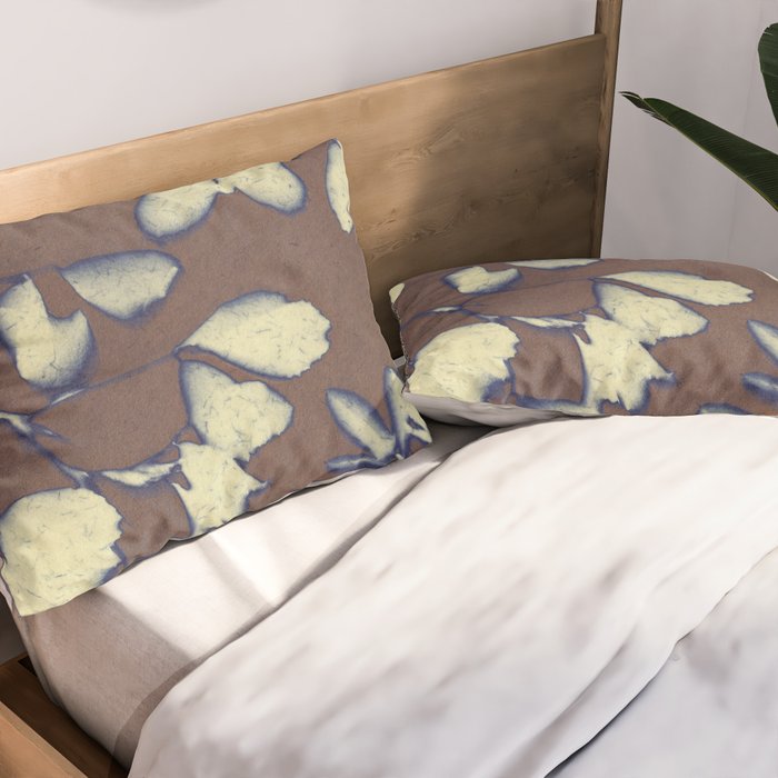 Botanical Whispers / Brown & Blue Pillow Sham Gallery Image 2