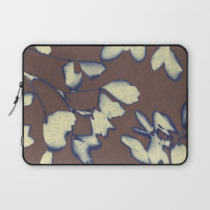 Botanical Whispers / Brown & Blue Laptop Sleeve Gallery Image 1