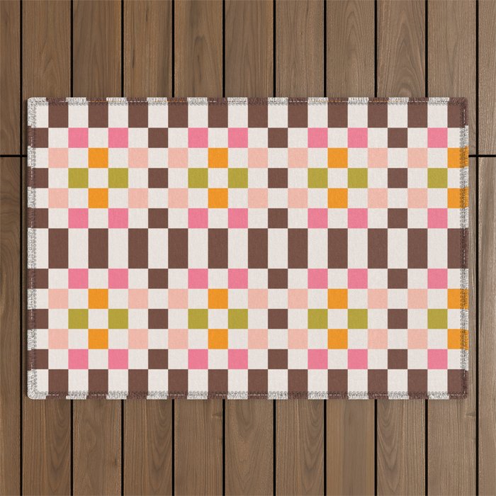 Checkerboard - Warm Colors Outdoor Rug Gallery Image 1