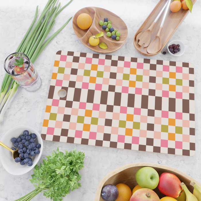 Checkerboard - Warm Colors Cutting Board Gallery Image 2