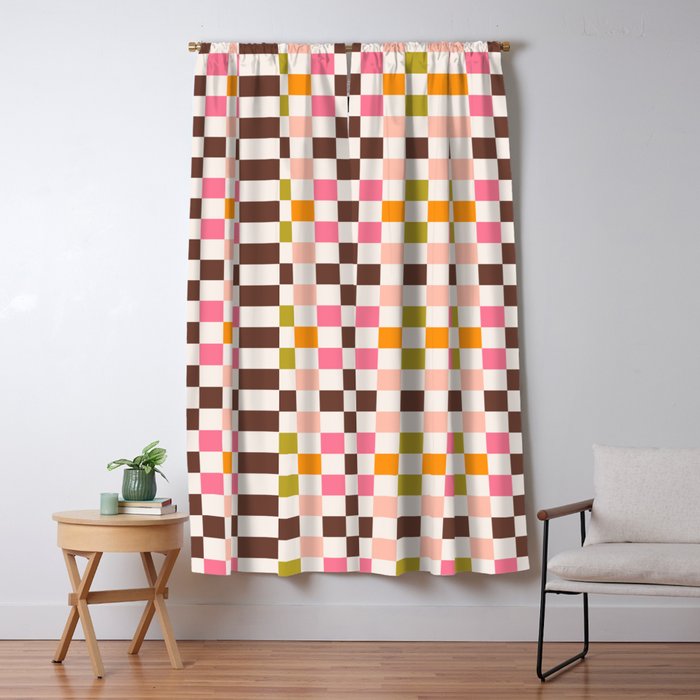 Checkerboard - Warm Colors Window Curtain Gallery Image 1