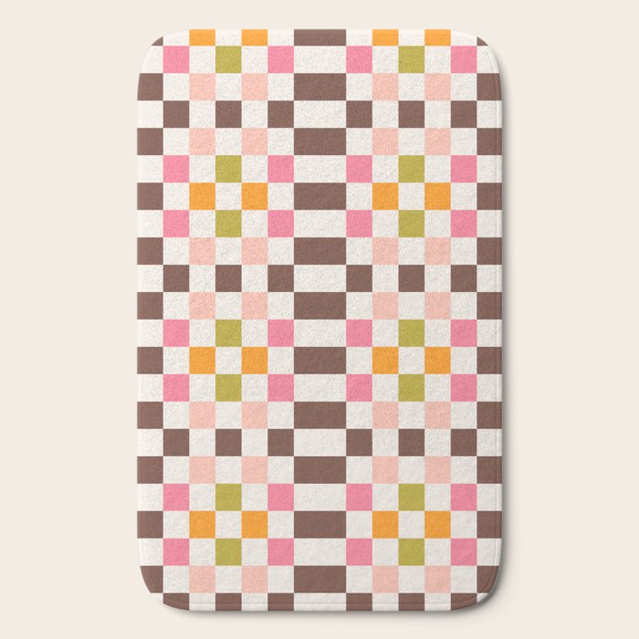 Checkerboard - Warm Colors Bath Mat Gallery Image 2
