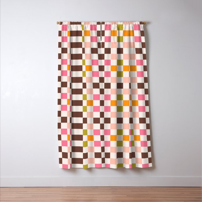 Checkerboard - Warm Colors Window Curtain Gallery Image 3
