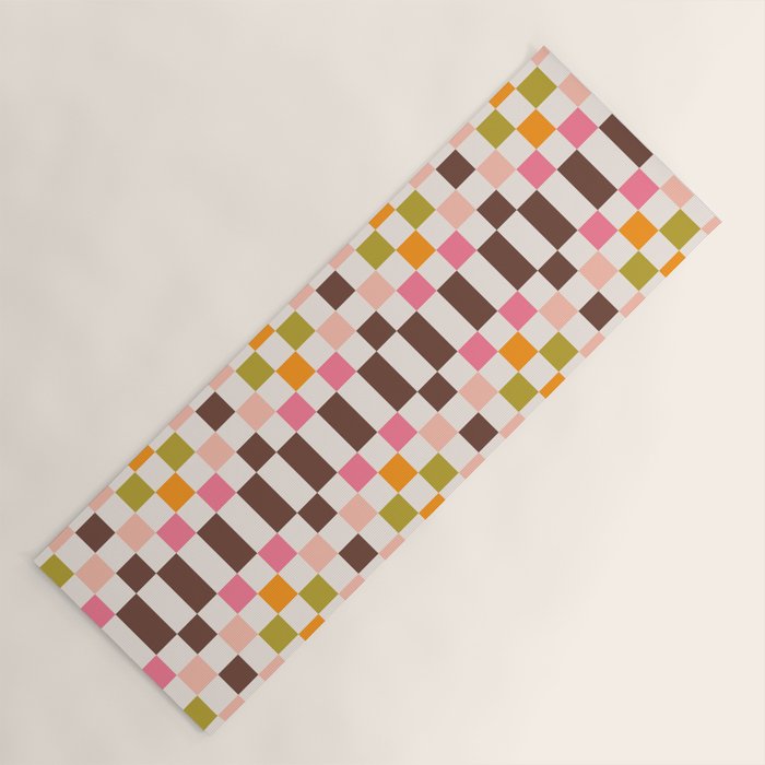 Checkerboard - Warm Colors Yoga Mat Gallery Image 1