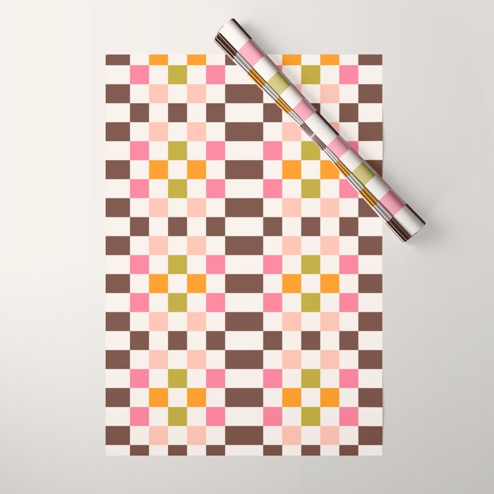 Checkerboard - Warm Colors Wrapping Paper Gallery Image 1