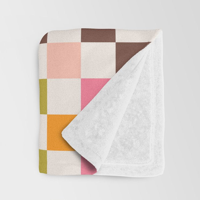 Checkerboard - Warm Colors Throw Blanket Gallery Image 3