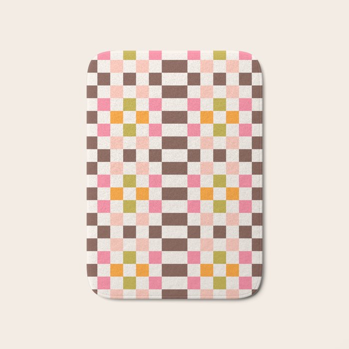 Checkerboard - Warm Colors Bath Mat Gallery Image 1