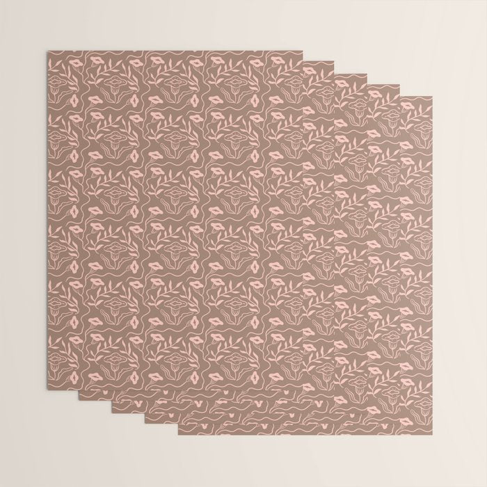 Dreamy Victorian Flower Pattern on Mocha Mousse Wrapping Paper Gallery Image 3