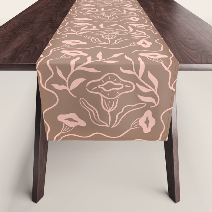 Dreamy Victorian Flower Pattern on Mocha Mousse Table Runner Gallery Image 1