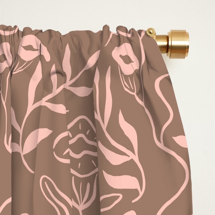 Dreamy Victorian Flower Pattern on Mocha Mousse Window Curtain Gallery Image 2
