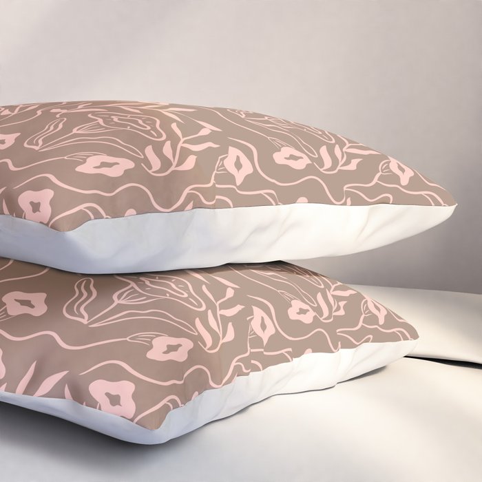 Dreamy Victorian Flower Pattern on Mocha Mousse Pillow Sham Gallery Image 3