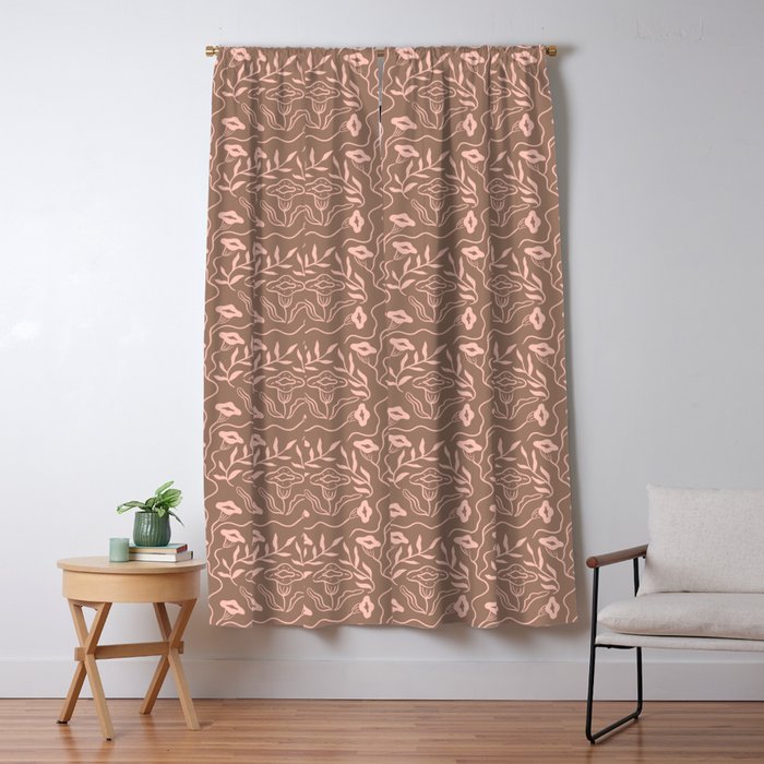 Dreamy Victorian Flower Pattern on Mocha Mousse Window Curtain Gallery Image 1