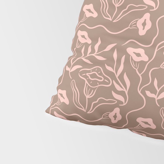Dreamy Victorian Flower Pattern on Mocha Mousse Pillow Sham Gallery Image 4