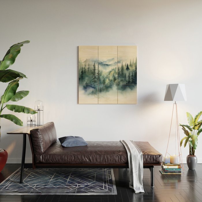 Treetops in the Mist Wood Wall Art Gallery Image 2