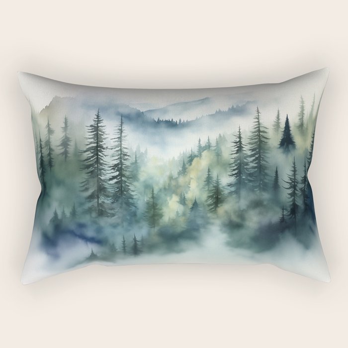 Treetops in the Mist Rectangular Pillow Gallery Image 2