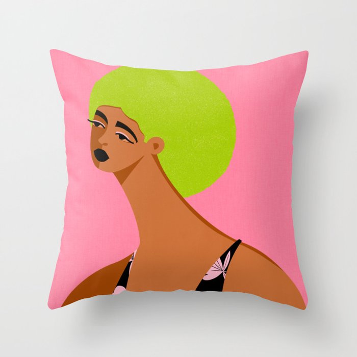 Summer Hair Vibe Throw Pillow Gallery Image 6