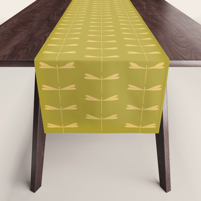 Dragonfly Pattern XV Chartreuse Green Table Runner Gallery Image 1