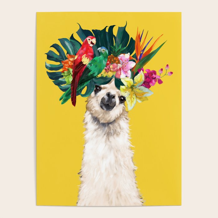 Aloha Hawaiian Llama in Yellow Poster Gallery Image 1