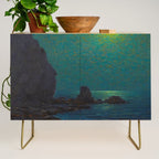 Granville Redmond Catalina Island Coast Under a Moonlit Sky Oil Painting Vintage American Art Credenza Gallery Image 1