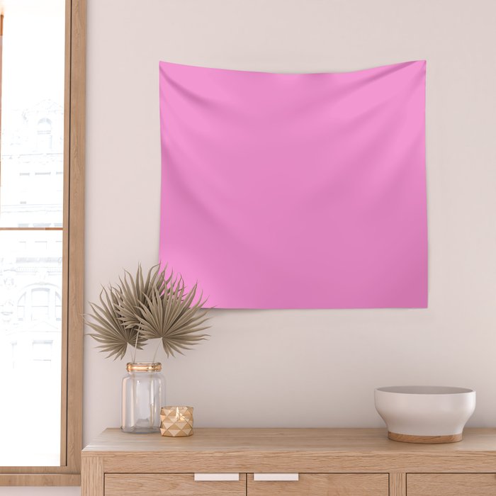Preppy Pink Solid Color Wall Tapestry Gallery Image 2