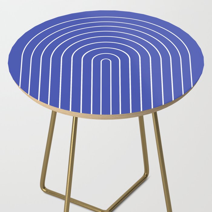 Minimal Arch XXI Bright Blue Modern Geometric Lines Side Table Gallery Image 2