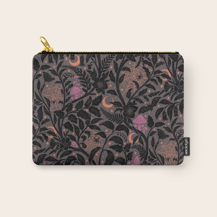 Mysterious Garden - black, gray, orange, and purple Carry All Pouch Gallery Image 1