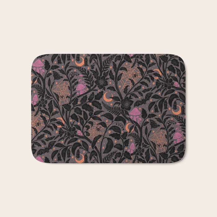 Mysterious Garden - black, gray, orange, and purple Bath Mat Gallery Image 1